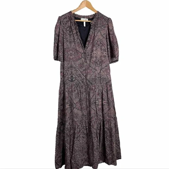 Apiece Apart Alta Maxi Dress Print Cotton Scalloped - Picture 2 of 11
